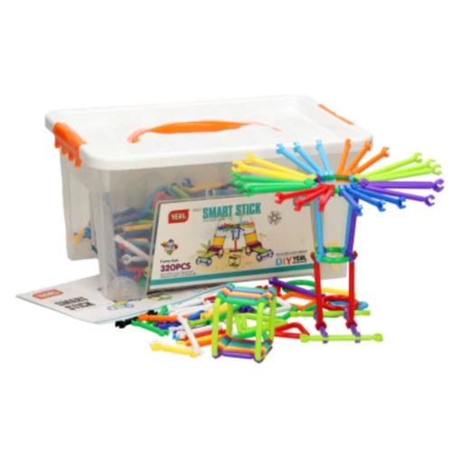 Bouwspeelgoed - Bouwset Bouwstaafjes En Vormen In Opbergbox, 320 St.