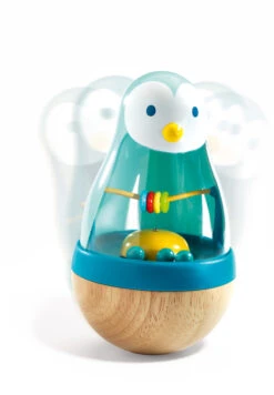 Djeco Babyspeelgoed - Houten Tuimelaar Roly Pingui, 10M+