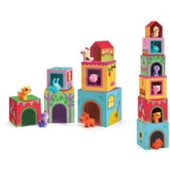 Djeco Speelgoed, Stapelblokken - Topanifarm, Boerderij Inclusief Diertjes