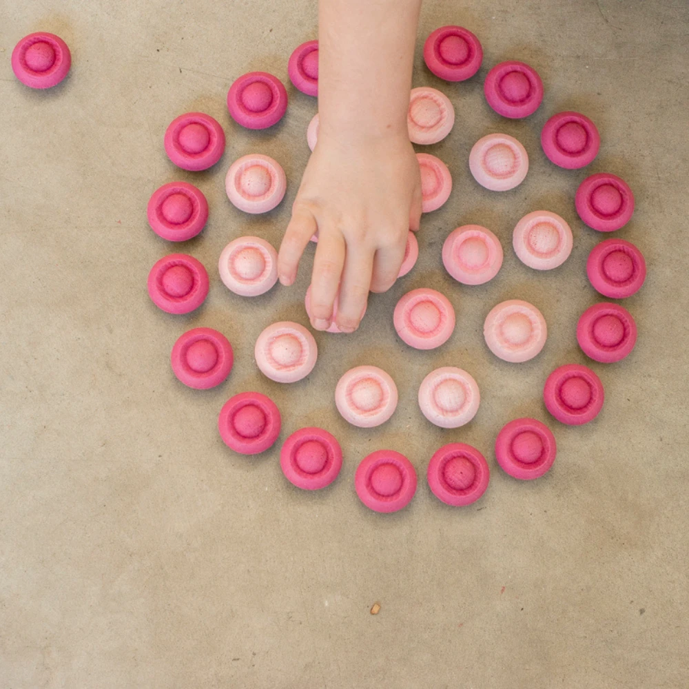 Grapat Grapat Loose Parts: Houten Bloemen Roze, 36st. (Mandala Flower)