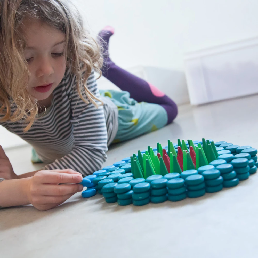 Grapat Grapat Loose Parts: Houten Munten Blauw, 36st. (Mandala Blue Coins) - Afbeelding 5