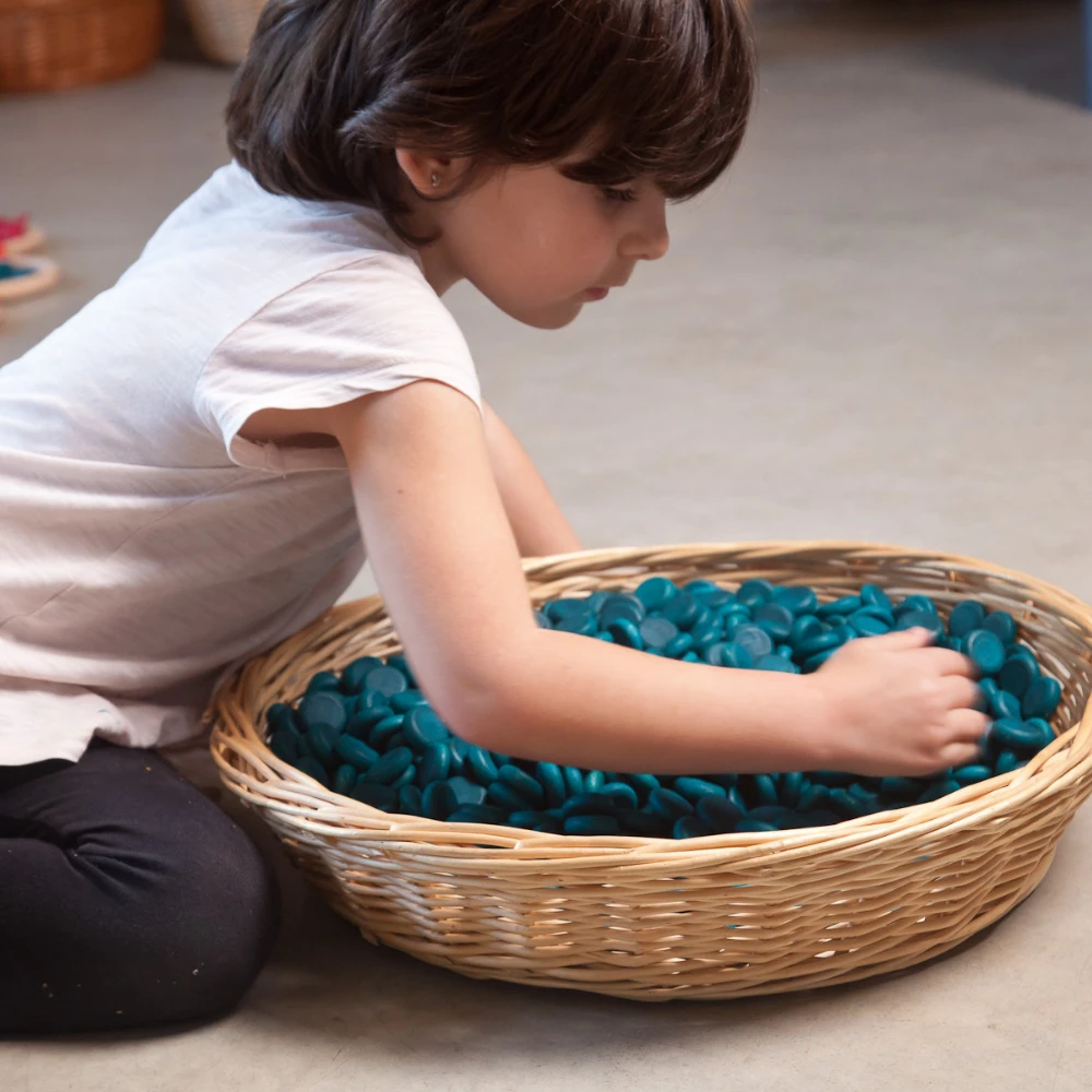 Grapat Grapat Loose Parts: Houten Munten Blauw, 36st. (Mandala Blue Coins) - Afbeelding 7