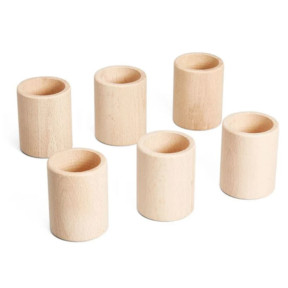 Grapat Houten Bakjes Naturel, 6st. (Cups With Lid In Natural Wood) - Afbeelding 2