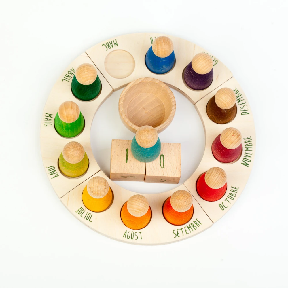 Grapat Houten Jaarring (NL) Incl. Houten Nins Poppetjes (Perpetual Calendar Dutch) - Afbeelding 2