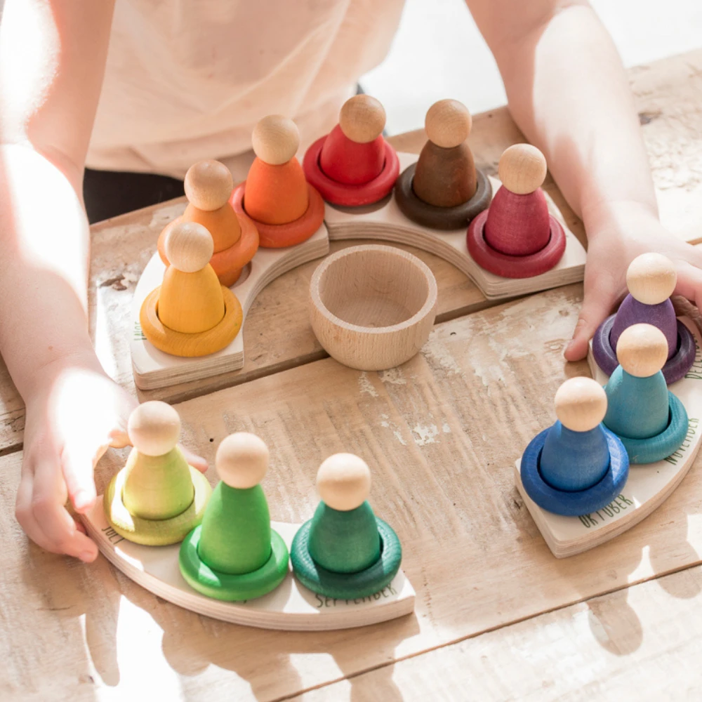 Grapat Houten Ringen Gekleurd 12st. (12 X Rings Waldorf) - Afbeelding 4