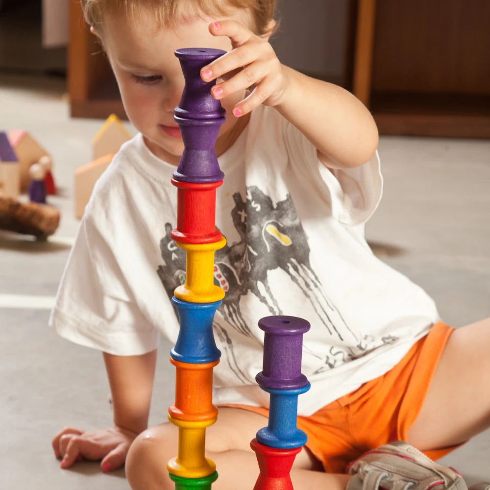 Grapat Houten Rollers Gekleurd, 18st. (18 X Spools)