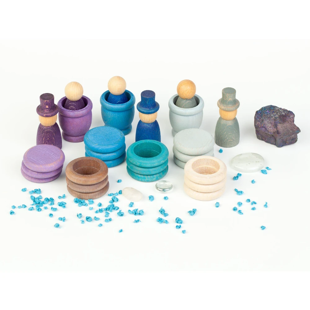 Grapat Houten Winter Poppetjes Met Ringen En Schijven (Nins Winter) - Afbeelding 2