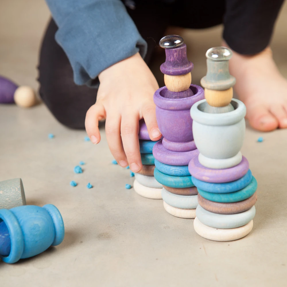 Grapat Houten Winter Poppetjes Met Ringen En Schijven (Nins Winter)