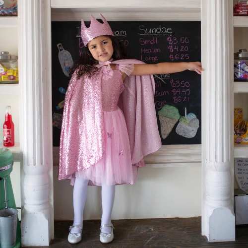 Great Pretenders Verkleedkleding - Precious Pink Sequins Cape (4-6 Jaar) - Afbeelding 2