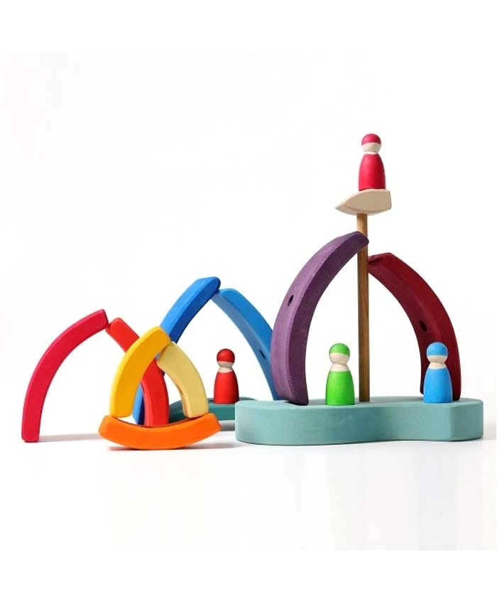Grimms Houten Speelgoed - Stapeltoren Boot, 12-delig (boat Stacking Tower) - Afbeelding 3