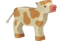 Holztiger Boerderij: kalf staand, bruin 11x3x9cm, hout