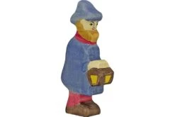 Holztiger Houten Figuren - kerstmis: herder met lamp, blauw/roos