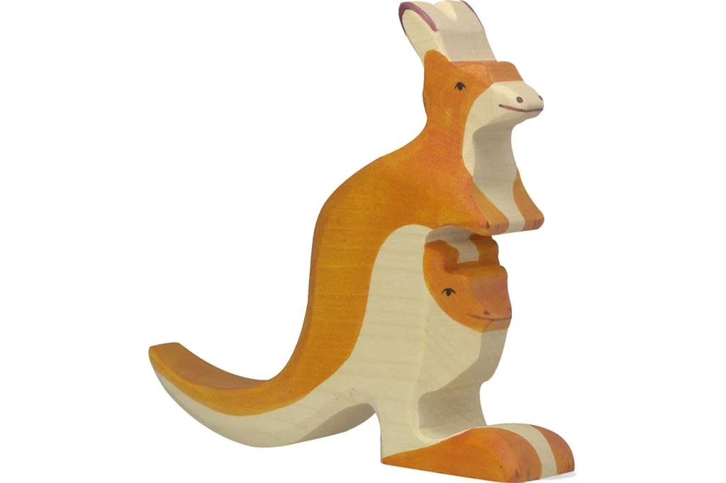 Holztiger Wildernis: kangoeroe met jong 15x3x13cm, hout