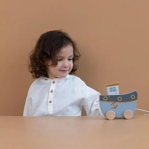 Little Dutch Houten Speelgoed - Houten Trekfiguur Boot Sailors Bay - Afbeelding 4