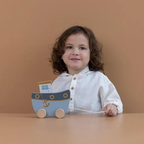 Little Dutch Houten Speelgoed - Houten Trekfiguur Boot Sailors Bay - Afbeelding 5