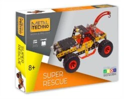 (UA) Metal Techno L: SUPER RESCUE Off-road Reddingsvoertuig 12x21x14cm, 341-delig, Doos 30,5x24,5x5,5cm, 8+
